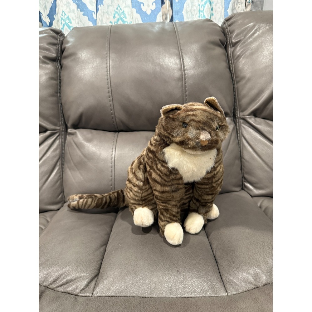 Folkmanis Brown Tabby‎ Cat Hand Puppet Realistic Striped Plush Sitting Kitten